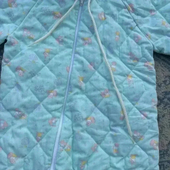 Vintage Baby‎ Quilted Snowsuit w/ Hood Pastel Blue squirrel Warm Cozy - Picture 5 of 15
